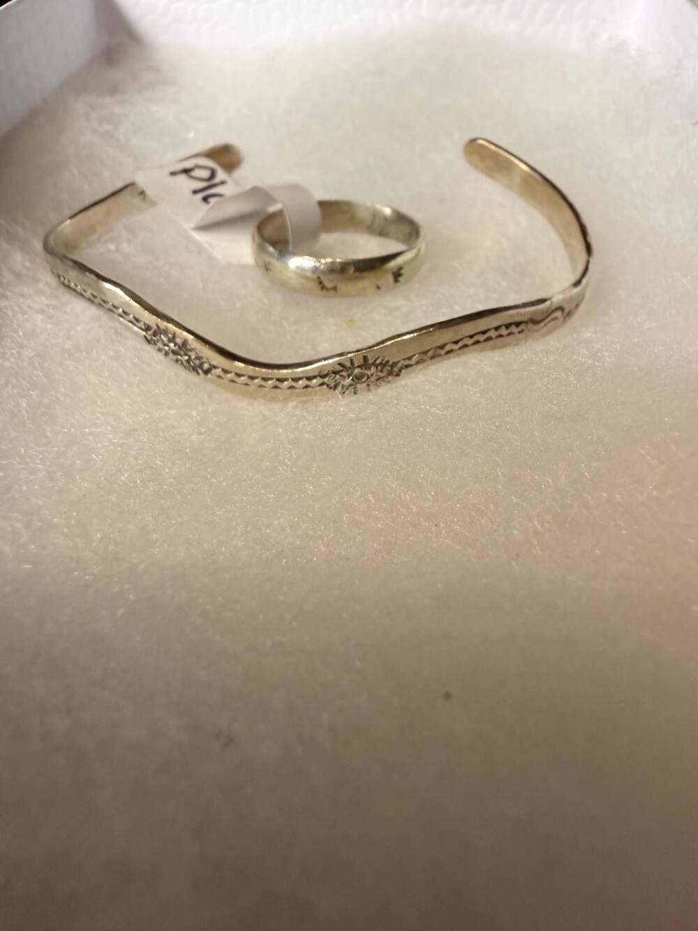North Works Sunrays Sterling Silver Bangle Cuff Bracelet with Ring - Picture 7 of 7